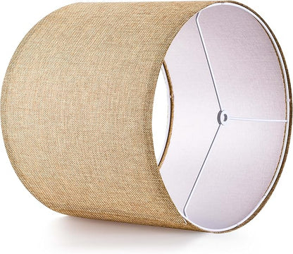 GO&SO Set of 2 Brown Medium Drum Lamp Shades 13" Top x 13" Bottom x 10" High - Image 6