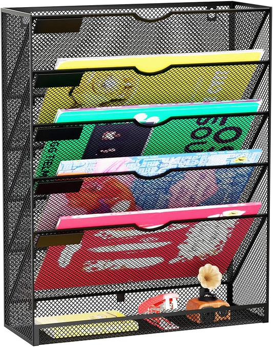 GDINDINFAN Hanging Wall File Organizer 6 Tier Wall Mounted Mail Paper Folder by GDINDINFAN