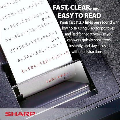 Sharp 12-Digit Print Calculator Desktop Size Adding Machine, Large Easy-to-Read - Image 2