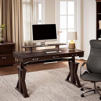 EUREKA ERGONOMIC Ark SWS Standing Desk, 63 inch Executive Desk w Drawers - Image 3