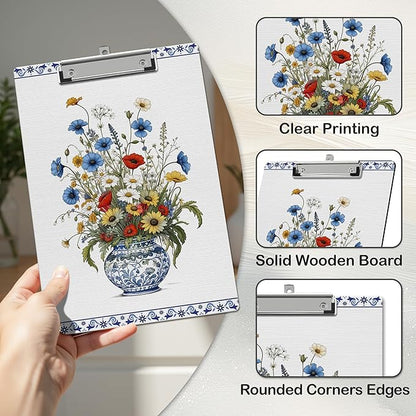 APIILVPQ Floral Clipboard, Vintage Blue Clipboards - Image 4