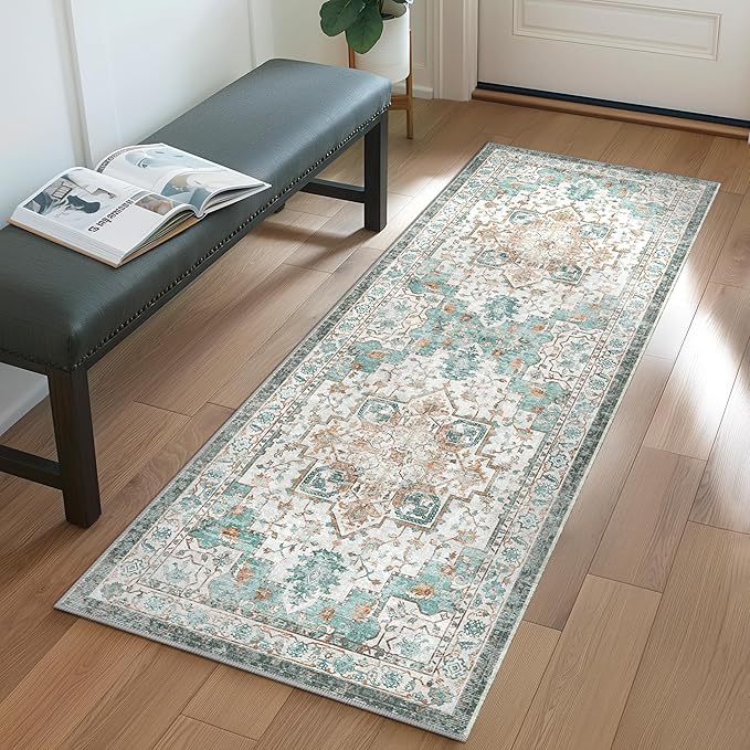 GENIMO 2‘6“x8 Runner Rugs for Hallway, Machine Washable Non Slip Vintage Rugs by GENIMO