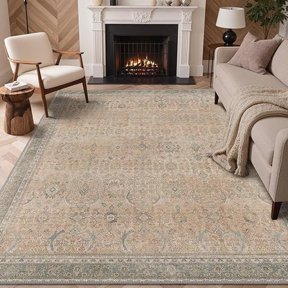 GENIMO 9x12 Area Rugs for Living Room, Machine Washable Non Slip Vintage Rugs - Image 2