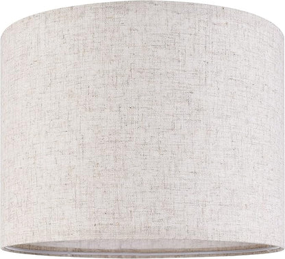 GO&SO Oatmeal Linen Lamp shades Large Drum Linen Lampshade 16" Top x 16" Bottom by GOSO