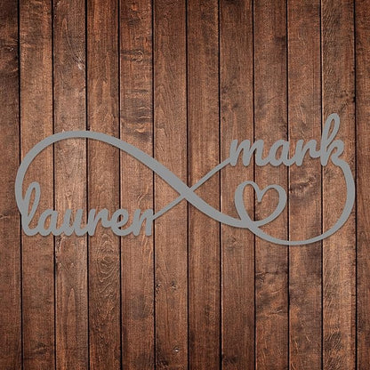 Personalized Valentines Metal Wall Sign, Custom Infinity Heart Love Couple Name - Image 7