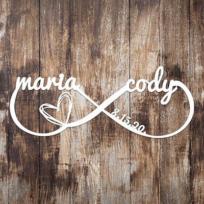 Personalized Valentines Day Metal Wall Sign, Custom Infinity Heart Love Couple - Image 6