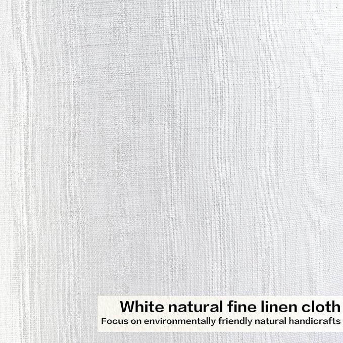White Linen Lampshades Set of 2 Large, Drum Lamp Shade 16" Top x 16" Bottom x - Image 3