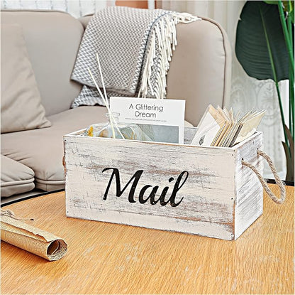 HoreZer Wood Mail Holder Box, Decorative Mail Organizer Box Countertop by HoreZer