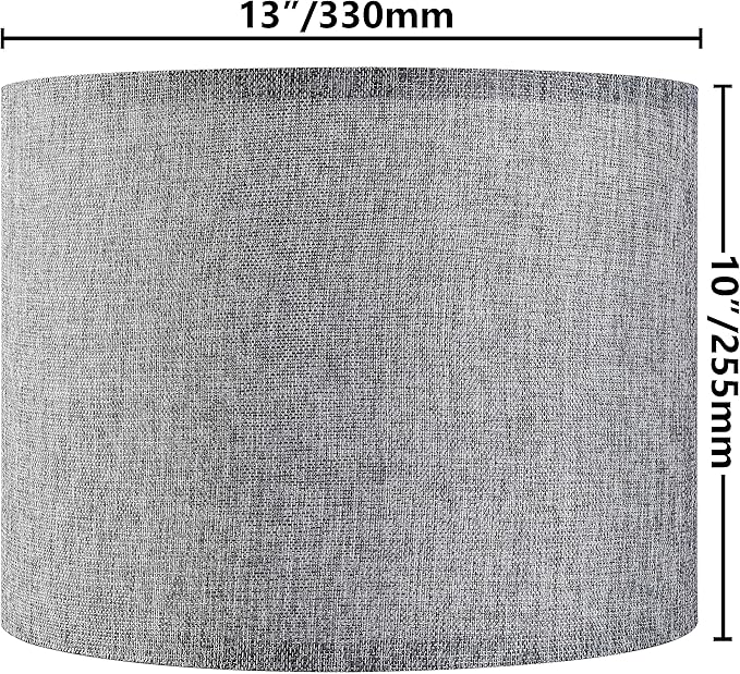 Gray Drum Lamp Shades Set of 2 Medium 13" Top x 13" Bottom x 10" High - Image 3