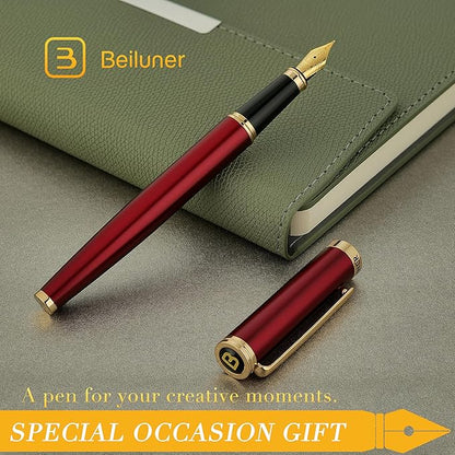 BEILUNER Red Fountain Pen, Stunning Luxury Pens - Image 7