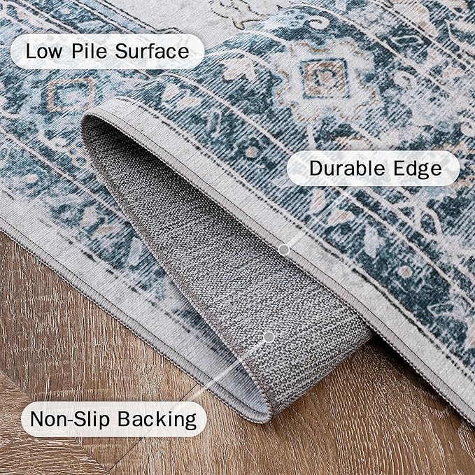 GENIMO Runner Rug 2x12, Non Slip Vintage Hallway Runner Rugs, Low Pile - Image 6