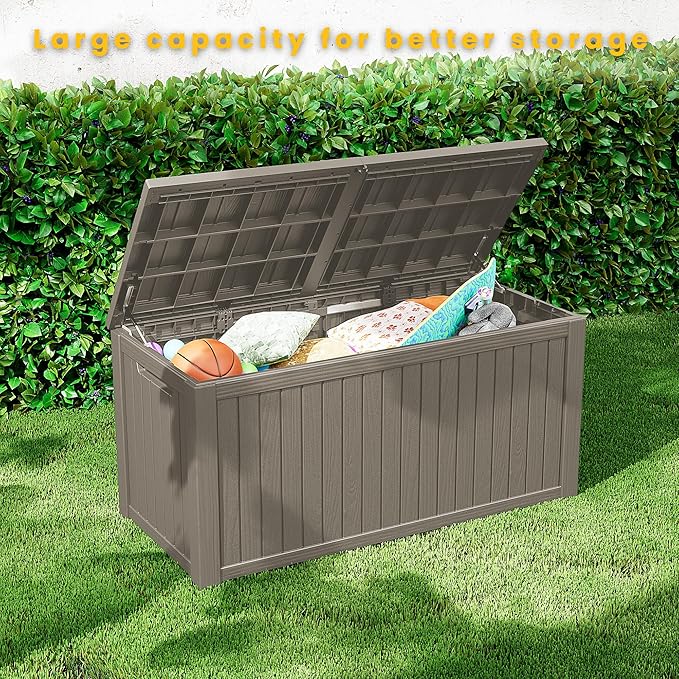 Decksplore 150 Gallon Outdoor Storage Box Waterproof Lockable Resin Deck Box - Image 8