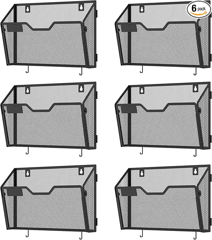 Docnest 6 Pack Hanging Wall File Holders, Mesh Wall Letter File Holder by DocNest