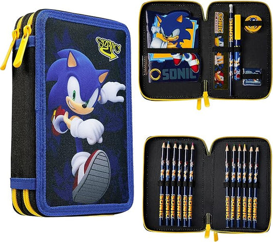 SONIC THE HEDGEHOG Pencil Case for Kids Stationery Set Pens Colored Pencils by SonictheHedgehog